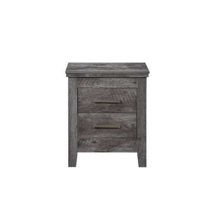 Furniture * | Budget Simple Relax 2 Drawers Wooden Nightstand In Rustic Gray Oak Finish