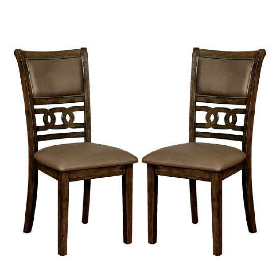 Furniture * | Best Pirce Simple Relax Set Of 2 Leatherette Upholstered Side Chair In Walnut