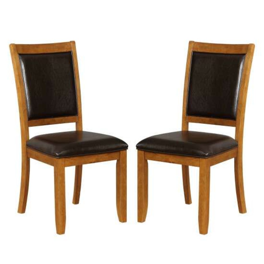 Furniture * | Deals Simple Relax Set Of 2 Upholstered Side Chairs In Deep Brown And Black