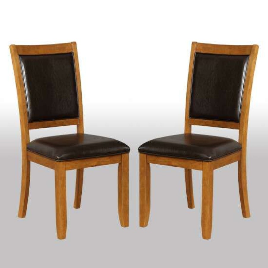 Furniture * | Deals Simple Relax Set Of 2 Upholstered Side Chairs In Deep Brown And Black