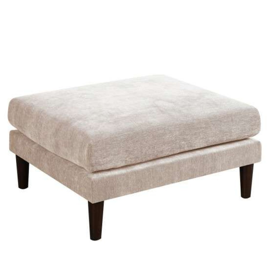 Furniture * | Discount Simple Relax Rectangle Ottoman With Tapered Legs