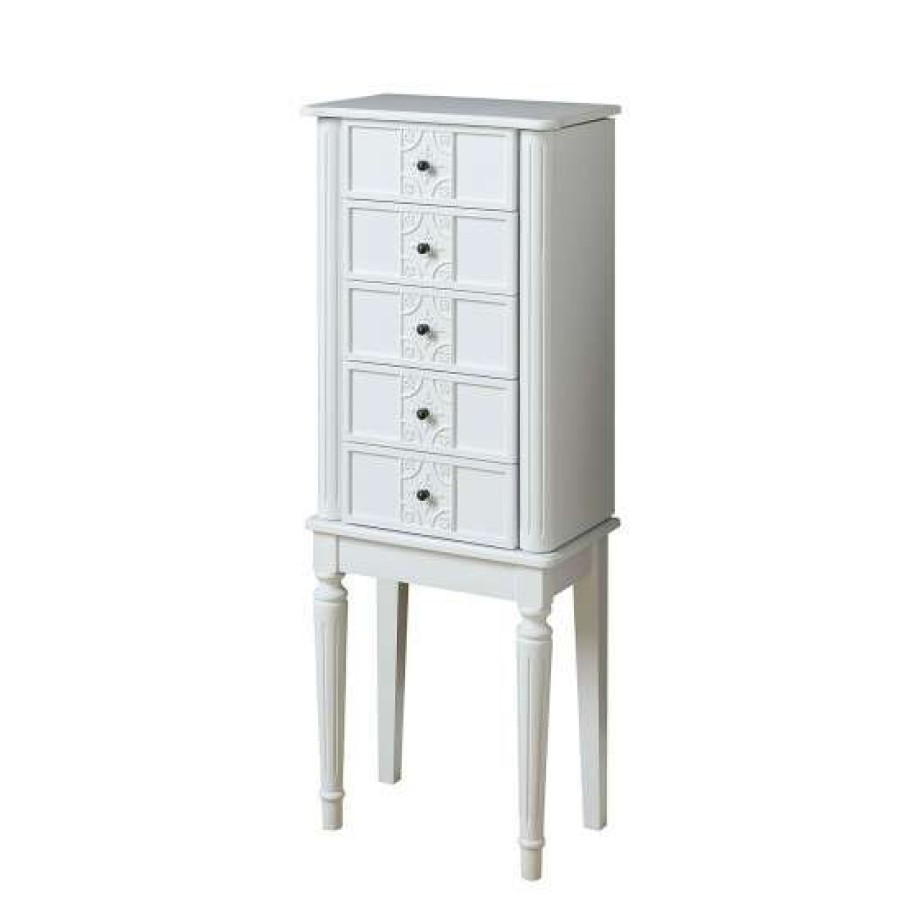 Furniture * | Promo Simple Relax Jewelry Armoire With 4 Storage Drawers