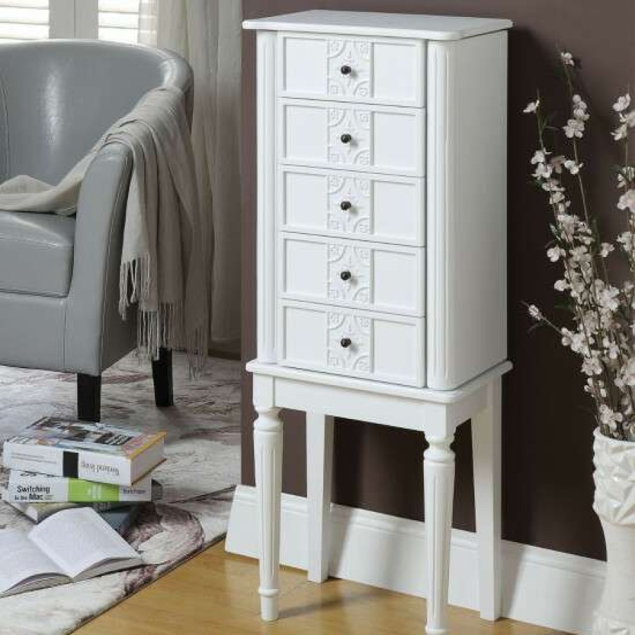 Furniture * | Promo Simple Relax Jewelry Armoire With 4 Storage Drawers