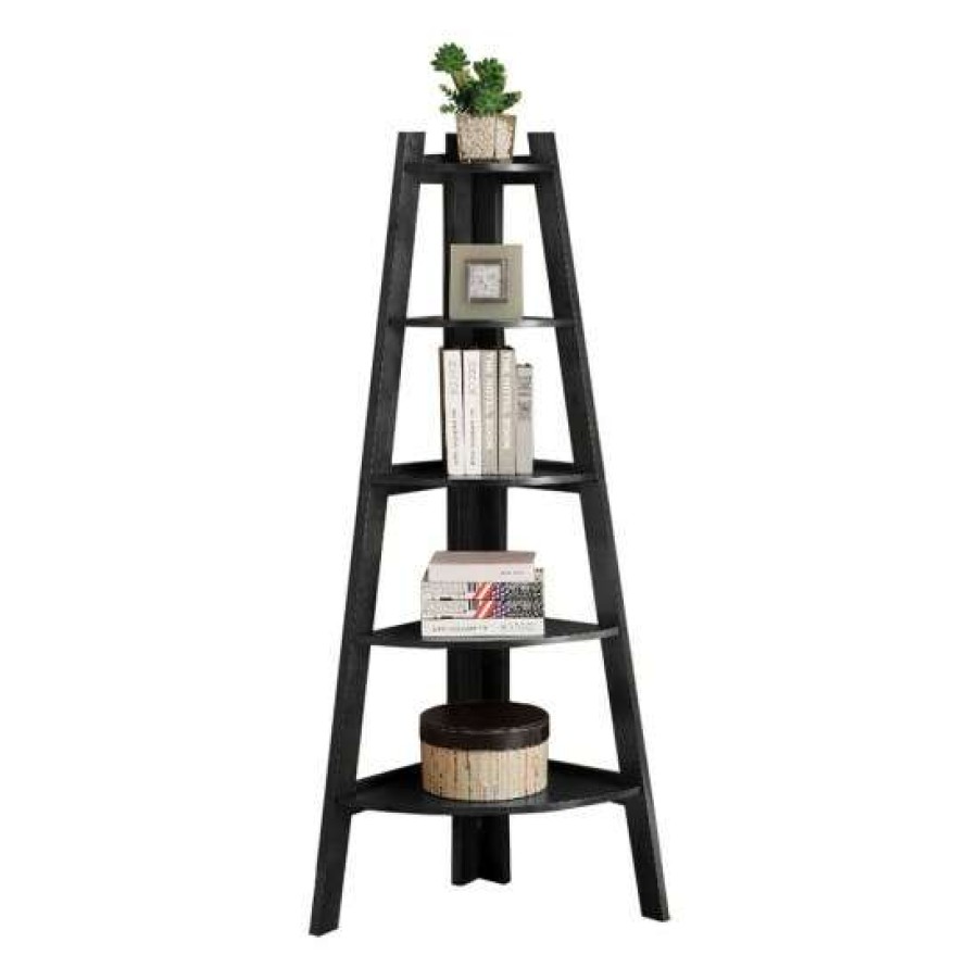 Furniture * | Budget Simple Relax 5 Tier Wooden Corner Ladder Shelf