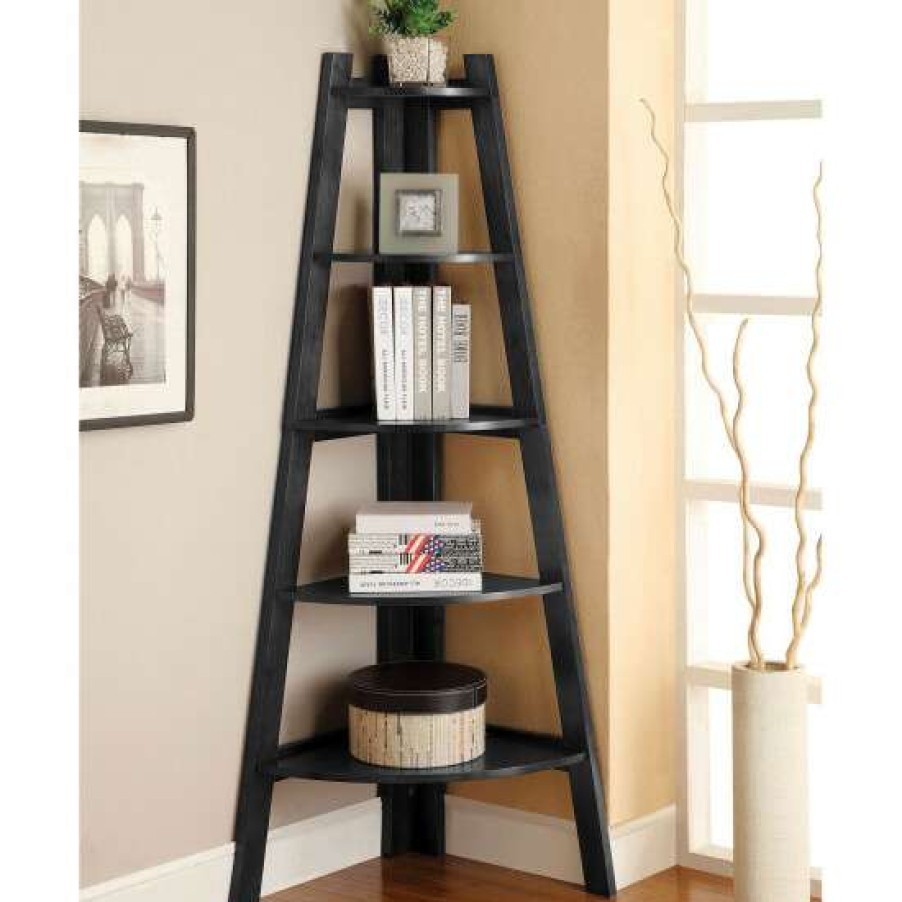 Furniture * | Budget Simple Relax 5 Tier Wooden Corner Ladder Shelf