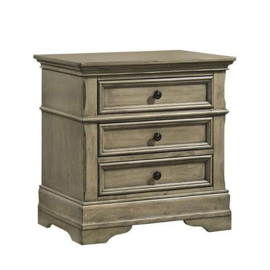 Furniture * | New Simple Relax 3 Drawers Wooden Nightstand With Metal Knobs In Wheat