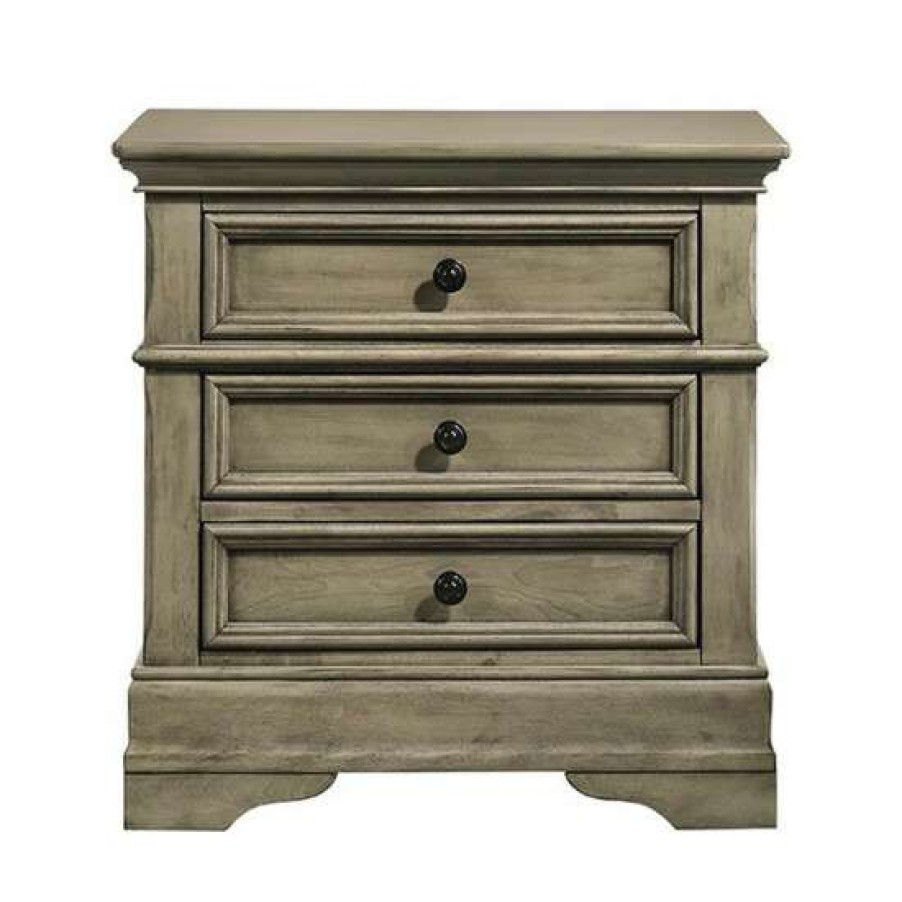 Furniture * | New Simple Relax 3 Drawers Wooden Nightstand With Metal Knobs In Wheat