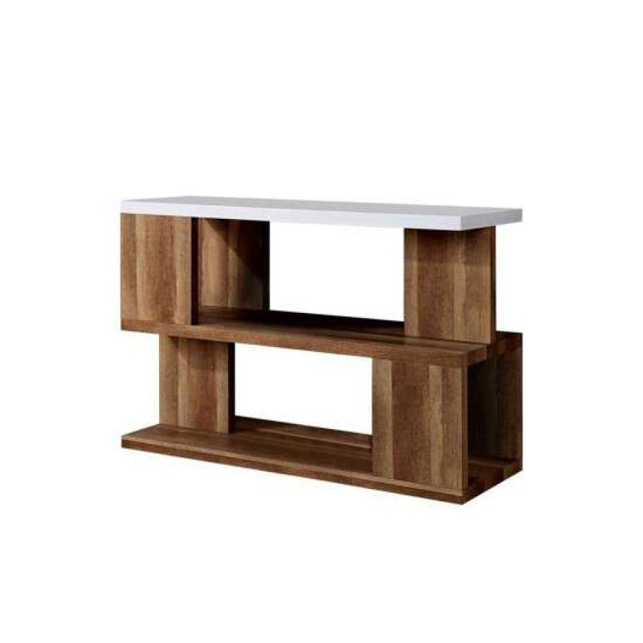 Furniture * | Flash Sale Simple Relax Wooden Sofa Table With A Door In White And Natural Tone