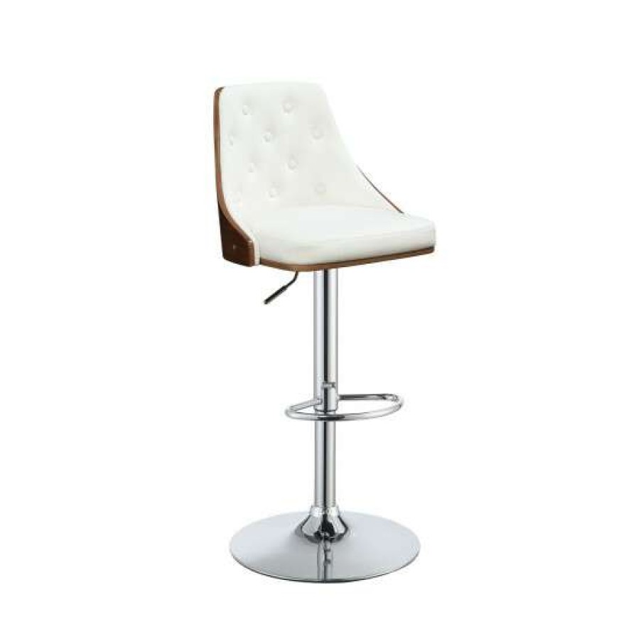 Furniture * | Budget Simple Relax Leatherette Adjustable Stool With Swivel In White And Walnut