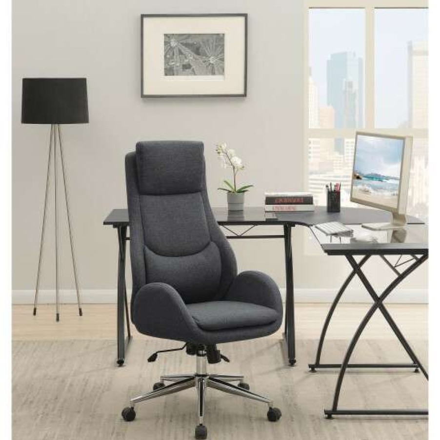 Furniture * | Best Sale Simple Relax Upholstered Office Chair With Padded Seat In Grey