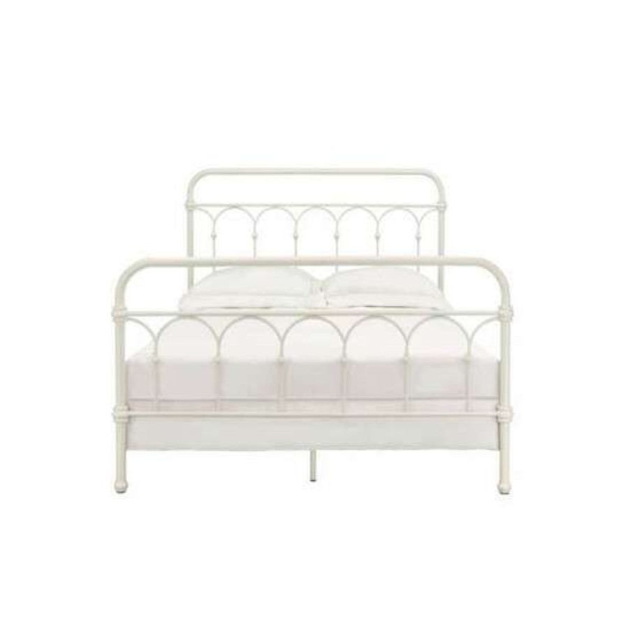 Furniture * | Best Deal Simple Relax Metal Bed In White Finish