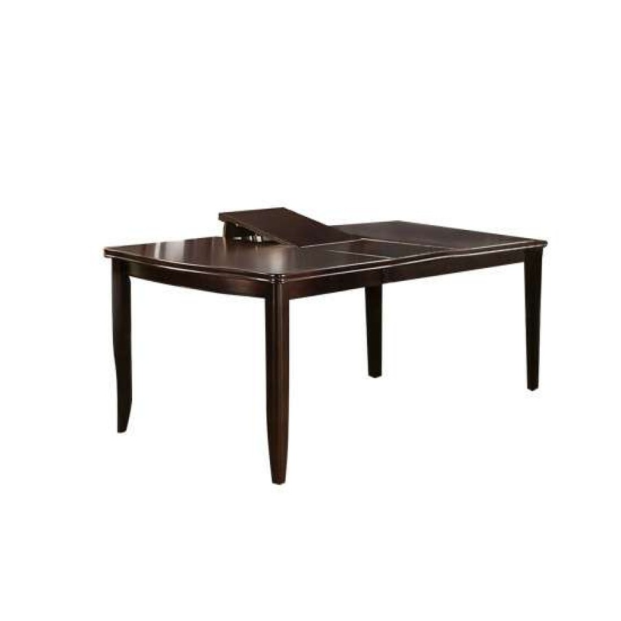 Furniture * | Best Deal Simple Relax Wooden Dining Table With Butterfly Leaf In Dark Brown