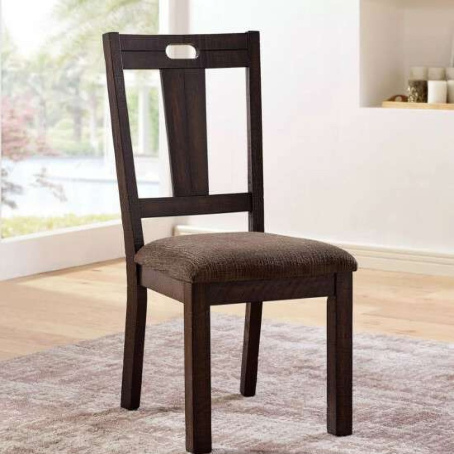 Furniture * | Brand New Simple Relax Set Of 2 Side Chair With Backrest In Walnut And Ash Brown