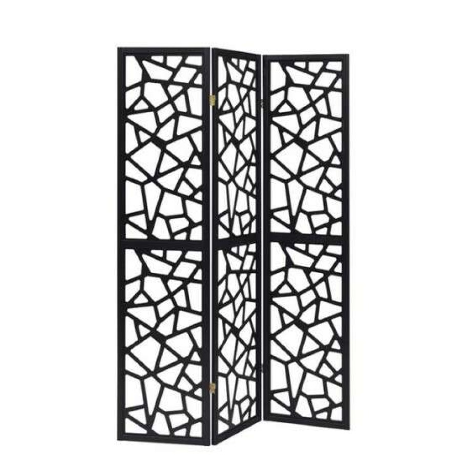 Home Decor * | Wholesale Simple Relax 3 Panel Intricate Mosaic Screen In Black