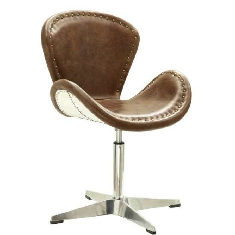 Furniture * | Brand New Simple Relax Accent Chair With Swivel In Retro Brown