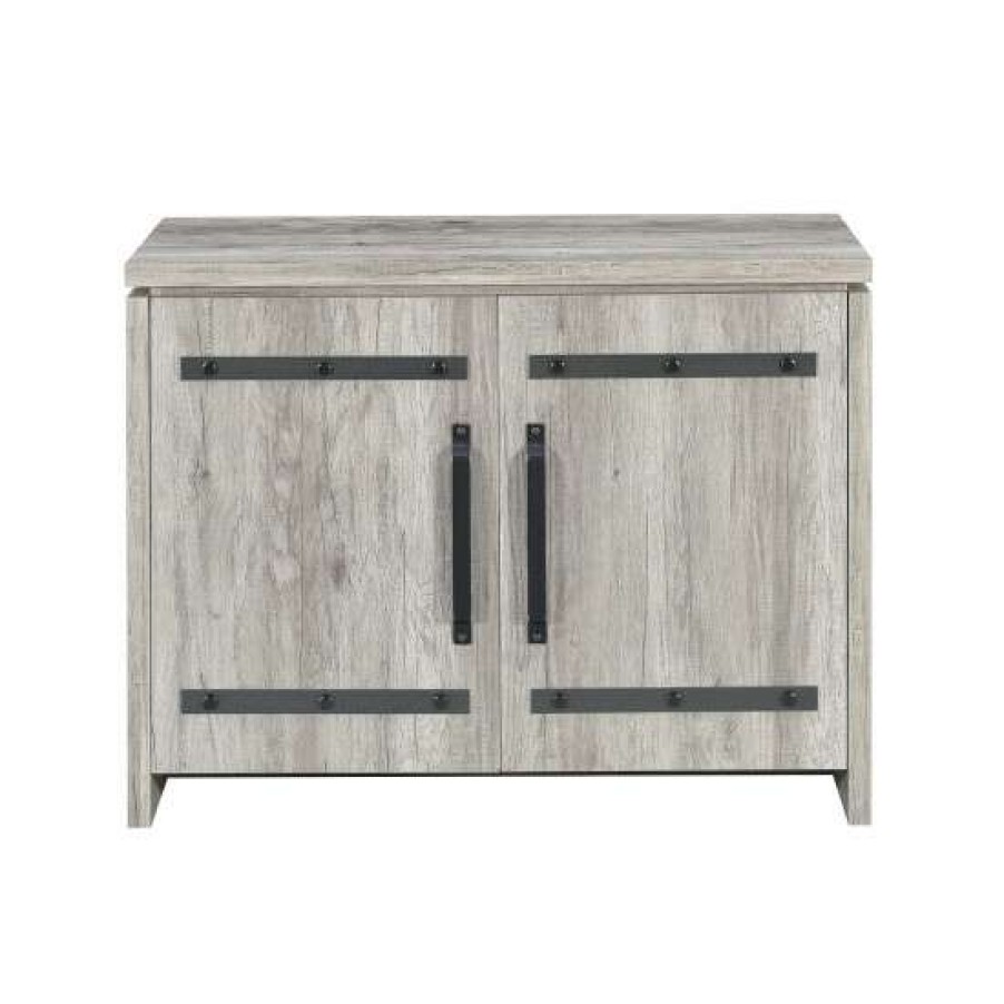 Furniture * | Best Deal Simple Relax 2 Doors Accent Cabinet In Grey Driftwood