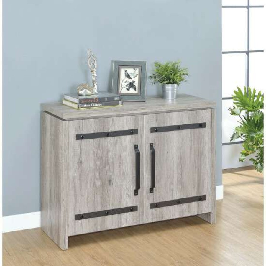 Furniture * | Best Deal Simple Relax 2 Doors Accent Cabinet In Grey Driftwood