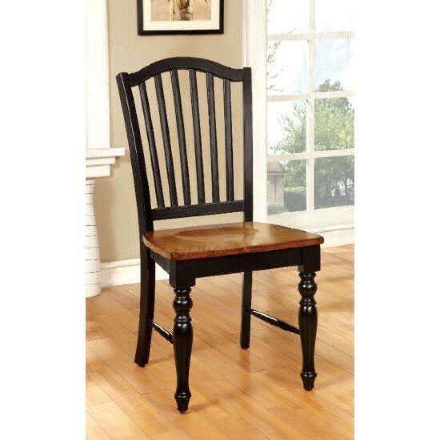 Furniture * | Flash Sale Simple Relax Set Of 2 Side Chair In Black And Antique Oak Finish