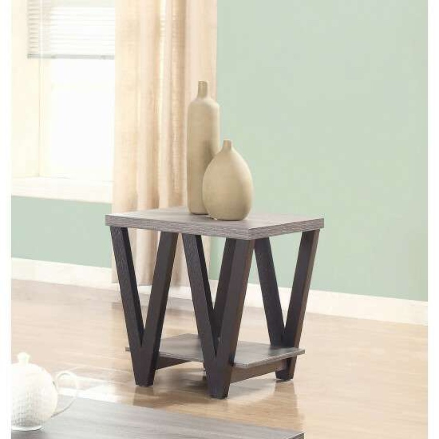 Furniture * | Best Reviews Of Simple Relax V-Shaped End Table In Antique Grey