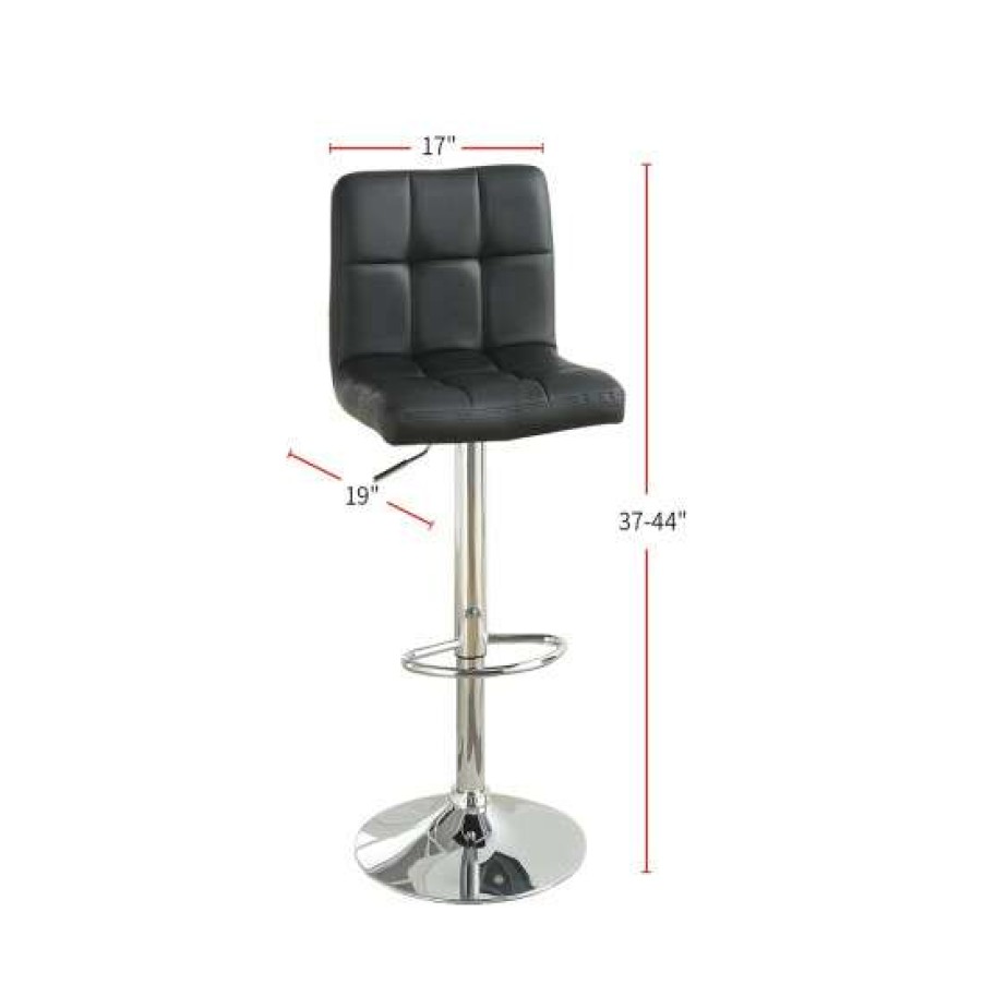 Furniture * | Best Pirce Simple Relax Set Of 2 Adjustable Faux Leather Bar Stools Black