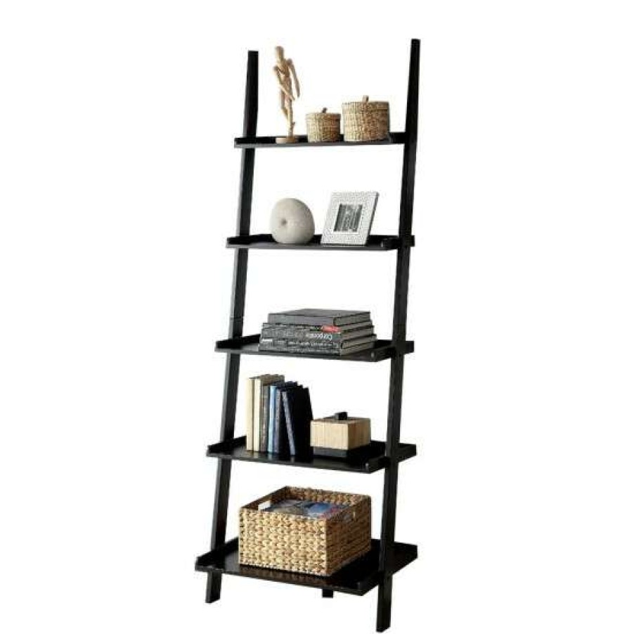 Furniture * | Wholesale Simple Relax Wooden 5 Tier Ladder Shelf