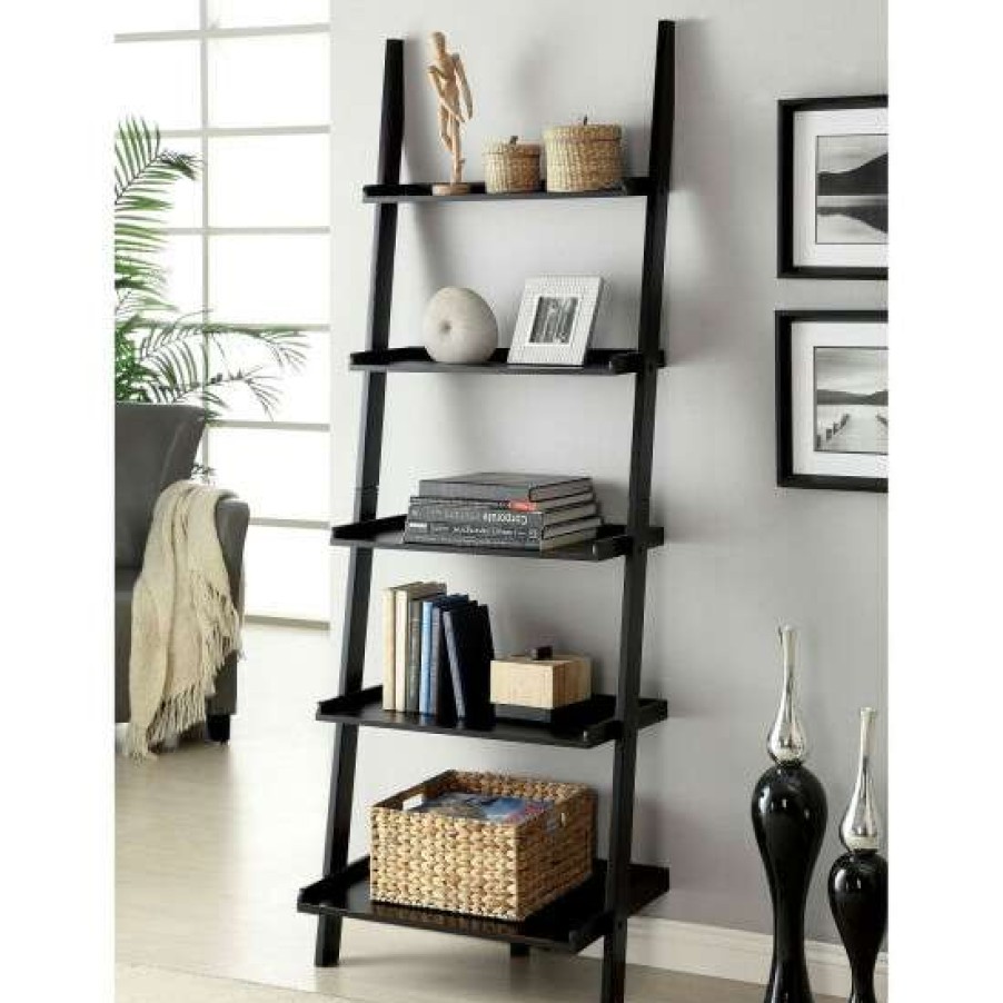 Furniture * | Wholesale Simple Relax Wooden 5 Tier Ladder Shelf