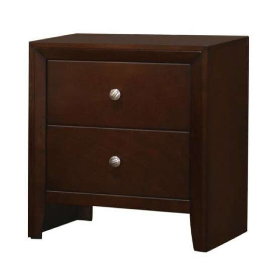 Furniture * | Brand New Simple Relax Wood Nightstand With 2 Drawers Rich Merlot