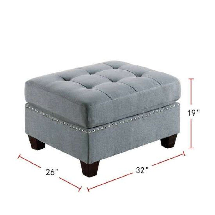 Furniture * | Brand New Simple Relax Fabric Upholstered Cocktail Ottoman