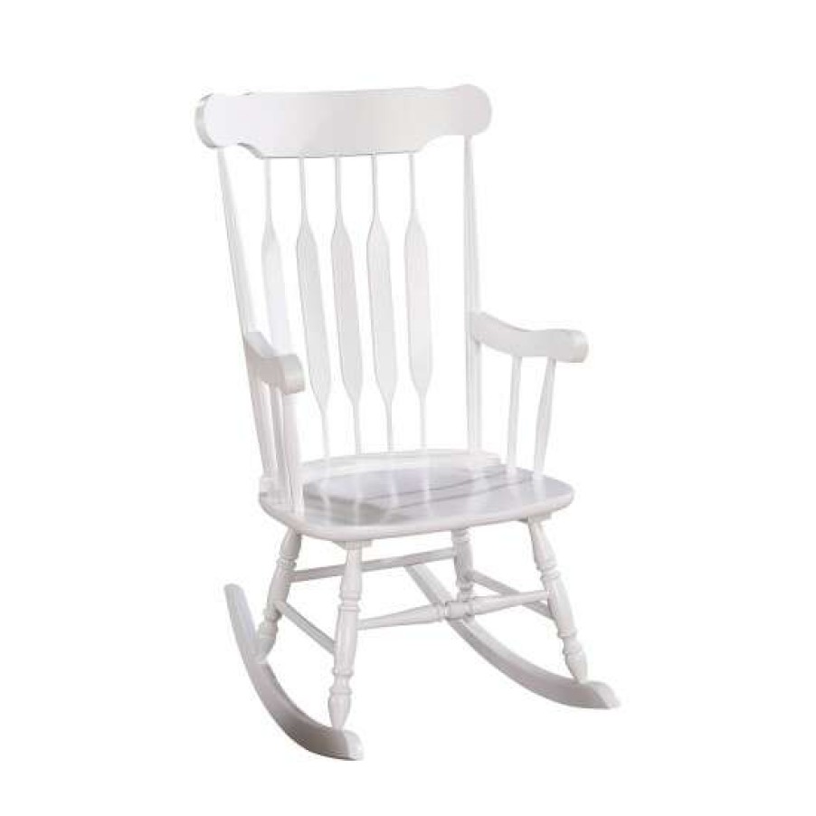 Furniture * | Brand New Simple Relax Rocking Chair With Arrow Back Design, White