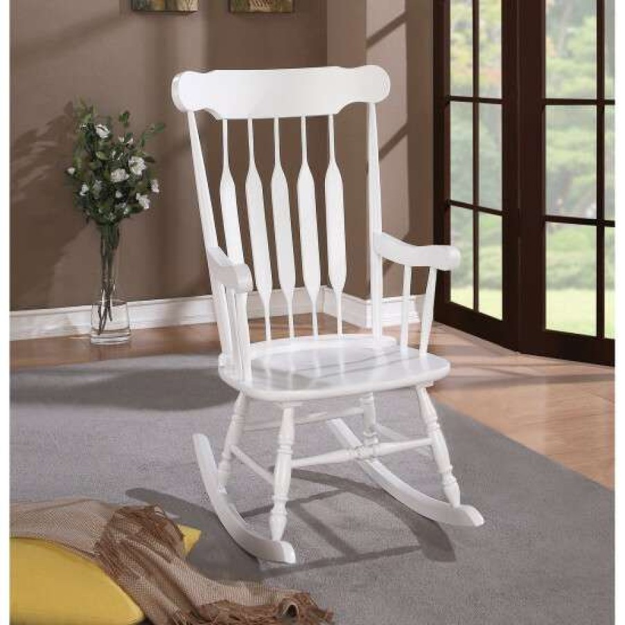 Furniture * | Brand New Simple Relax Rocking Chair With Arrow Back Design, White