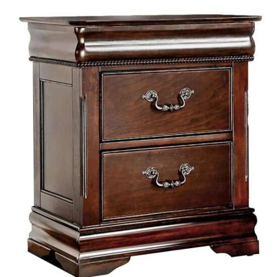 Furniture * | Best Reviews Of Simple Relax Wooden 3 Drawers Nightstand In Cherry Finish