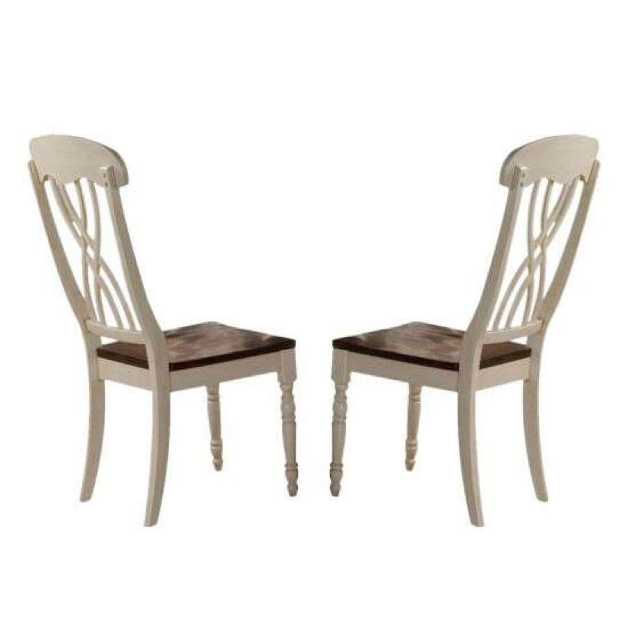 Furniture * | Promo Simple Relax Set Of 2 Wood Side Chair In Buttermilk And Oak Finish