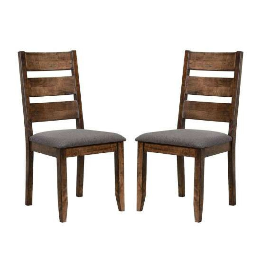 Furniture * | Coupon Simple Relax Set Of 2 Dining Side Chairs In Knotty Nutmeg And Grey