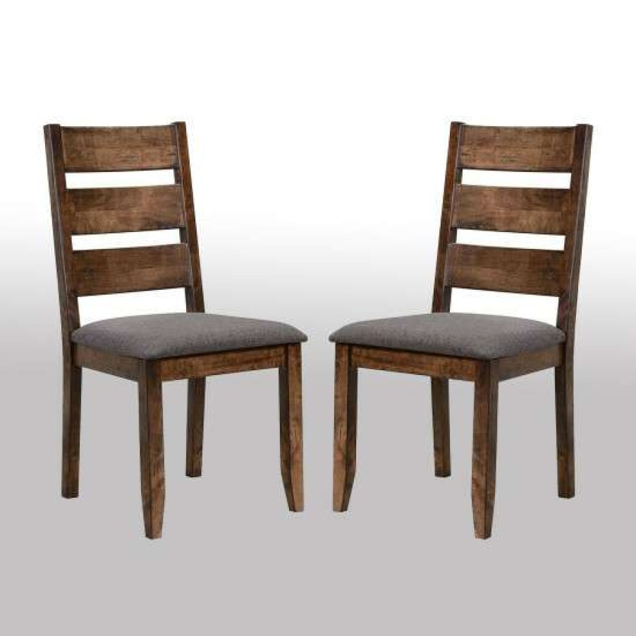 Furniture * | Coupon Simple Relax Set Of 2 Dining Side Chairs In Knotty Nutmeg And Grey