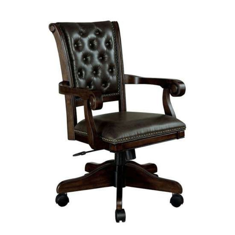 Furniture * | Discount Simple Relax Caster Wheels Arm Chair In Brown And Dark Brown