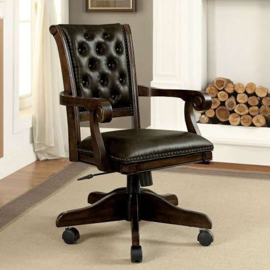 Furniture * | Discount Simple Relax Caster Wheels Arm Chair In Brown And Dark Brown