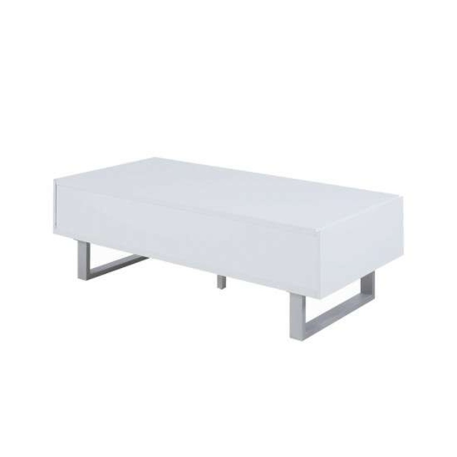 Furniture * | New Simple Relax Coffee Table With 2 Drawers In White