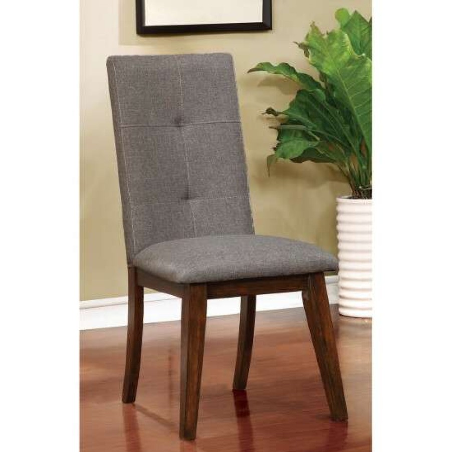 Furniture * | Hot Sale Simple Relax Set Of 2 Dining Side Chair In Walnut And Gray