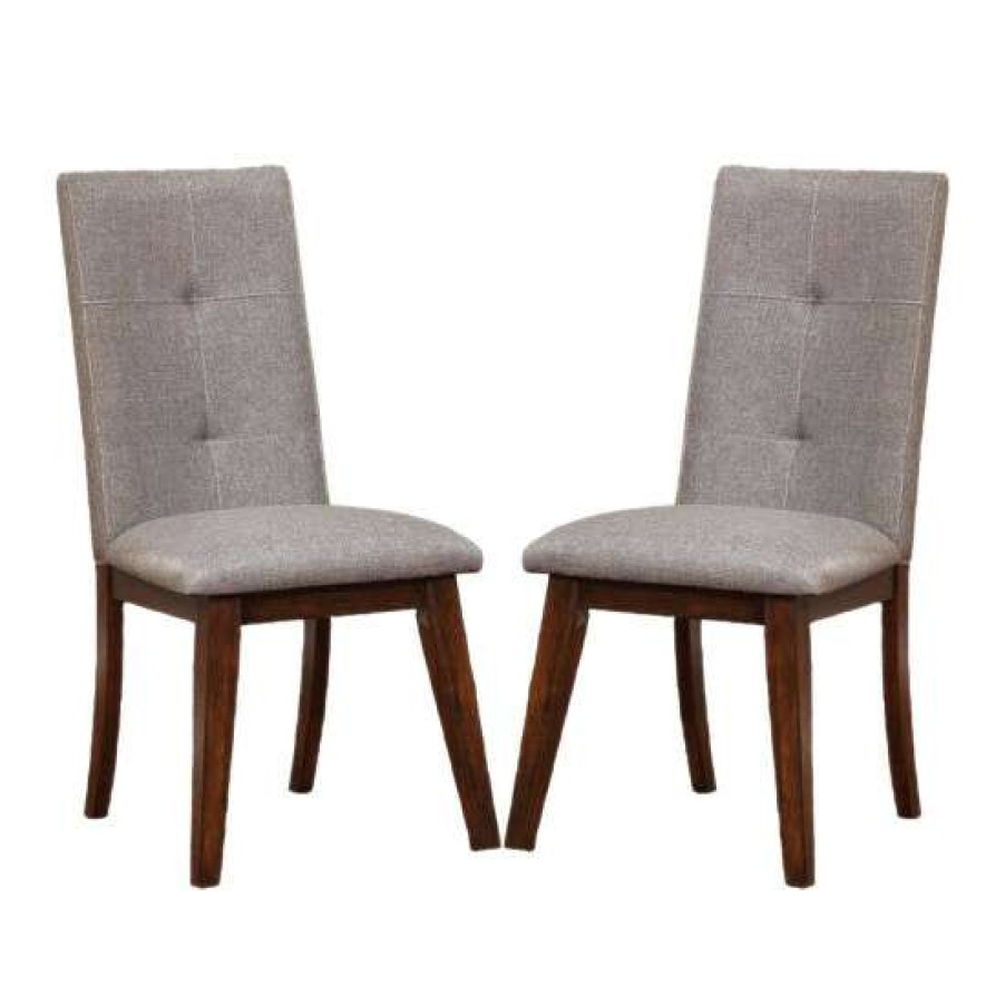 Furniture * | Hot Sale Simple Relax Set Of 2 Dining Side Chair In Walnut And Gray