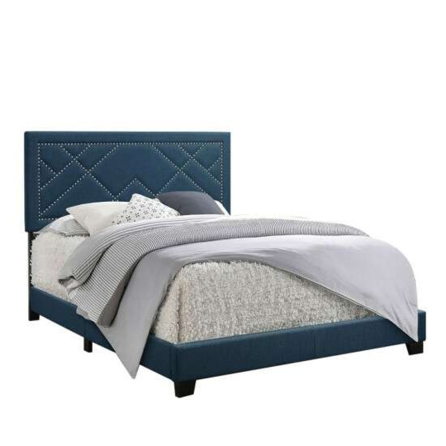 Furniture * | Discount Simple Relax Fabric Upholstered Bed In Dark Teal