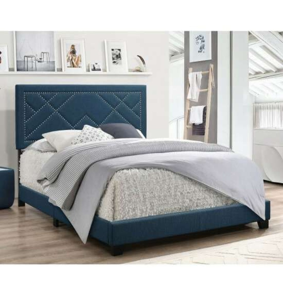 Furniture * | Discount Simple Relax Fabric Upholstered Bed In Dark Teal