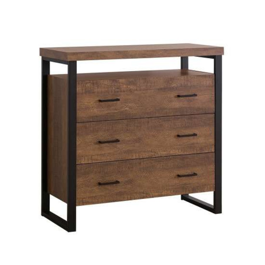 Furniture * | Top 10 Simple Relax 3-Drawer Accent Cabinet In Rustic Amber