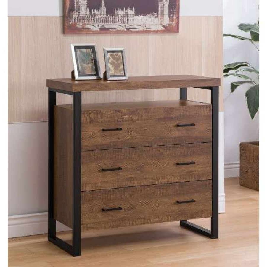 Furniture * | Top 10 Simple Relax 3-Drawer Accent Cabinet In Rustic Amber