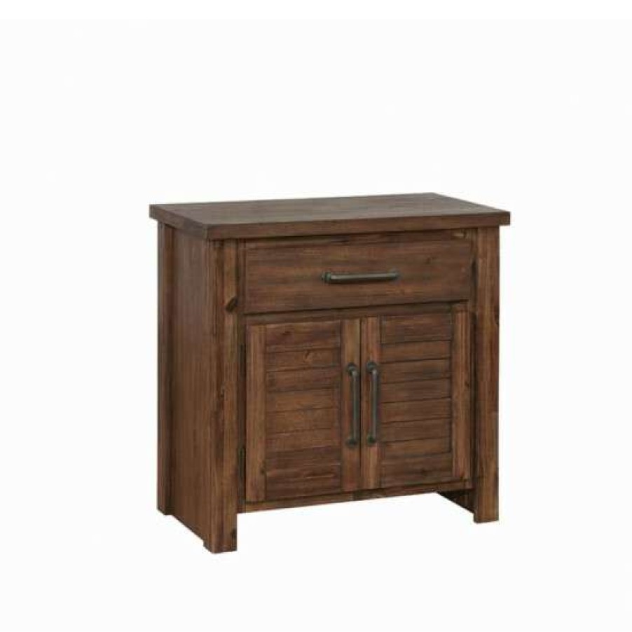 Furniture * | Outlet Simple Relax Wood Nightstand With 2 Drawers In Vintage Bourbon