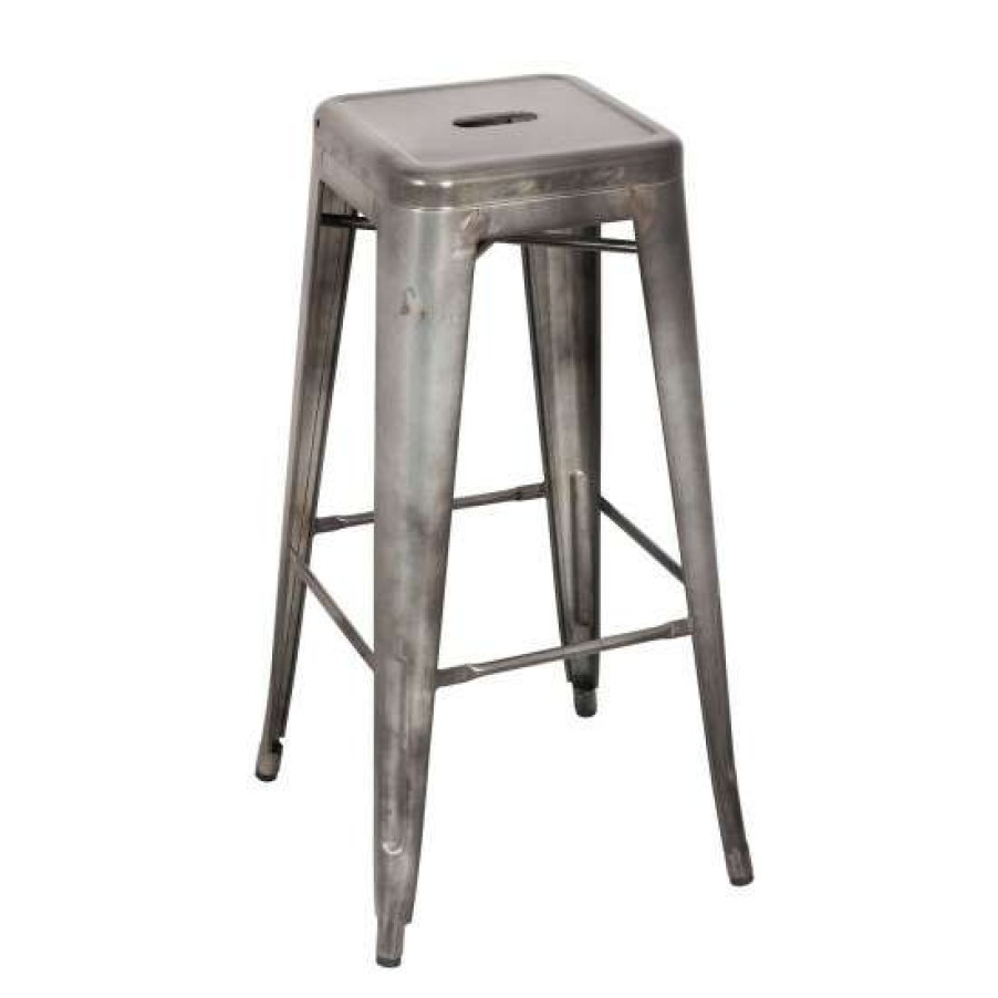 Furniture * | Promo Simple Relax Set Of 2 Metal Bar Stools Bronze