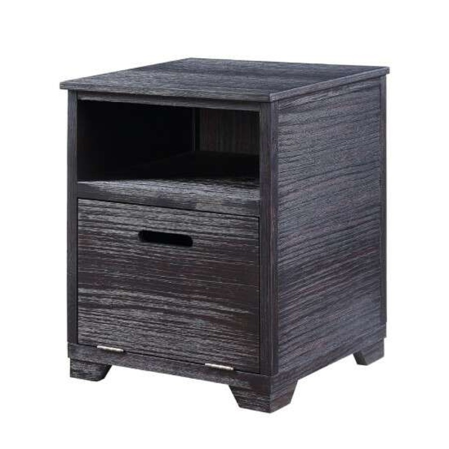 Furniture * | Top 10 Simple Relax Wooden End Table With Drop-Down Door In Antique Black