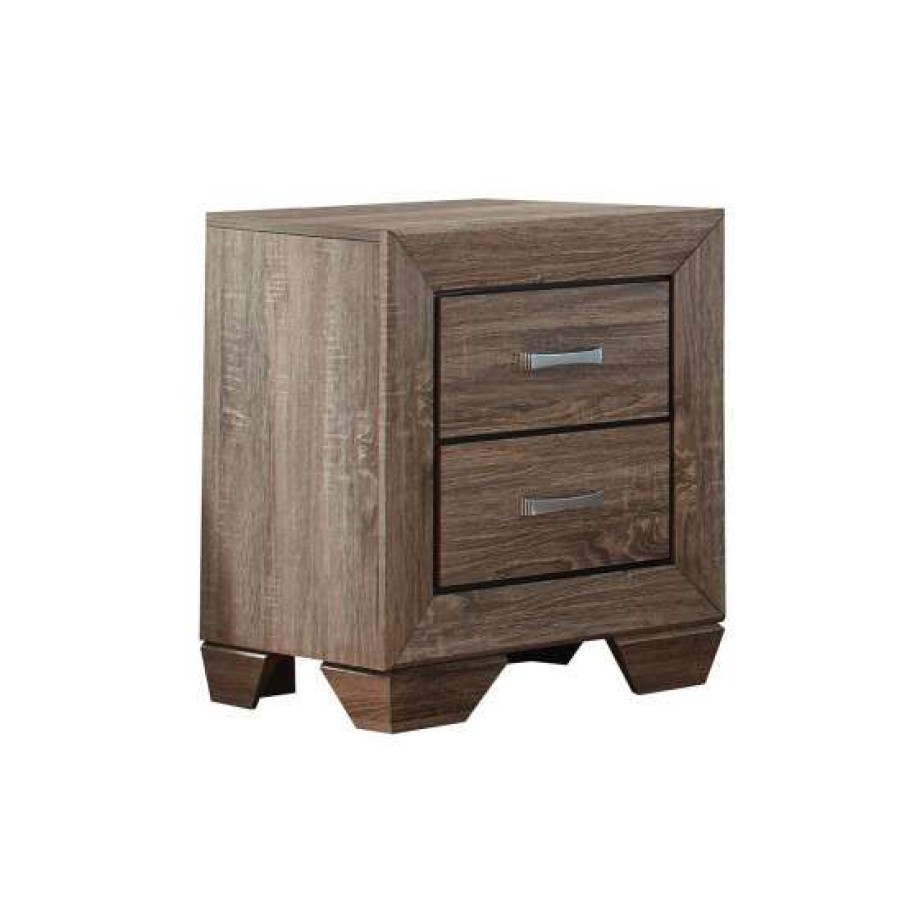 Furniture * | Buy Simple Relax Wood Nightstand With 2 Drawers In Washed Taupe