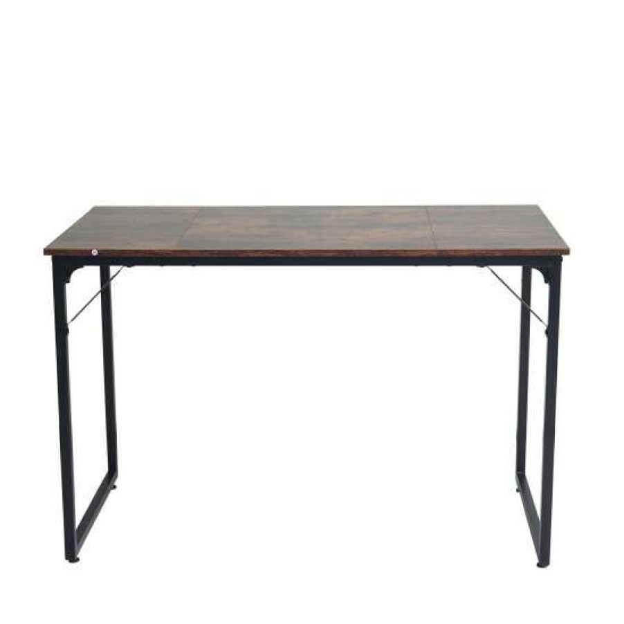 Furniture * | Promo Simple Relax Rectangle Computer Desk In Rustic Brown And Black