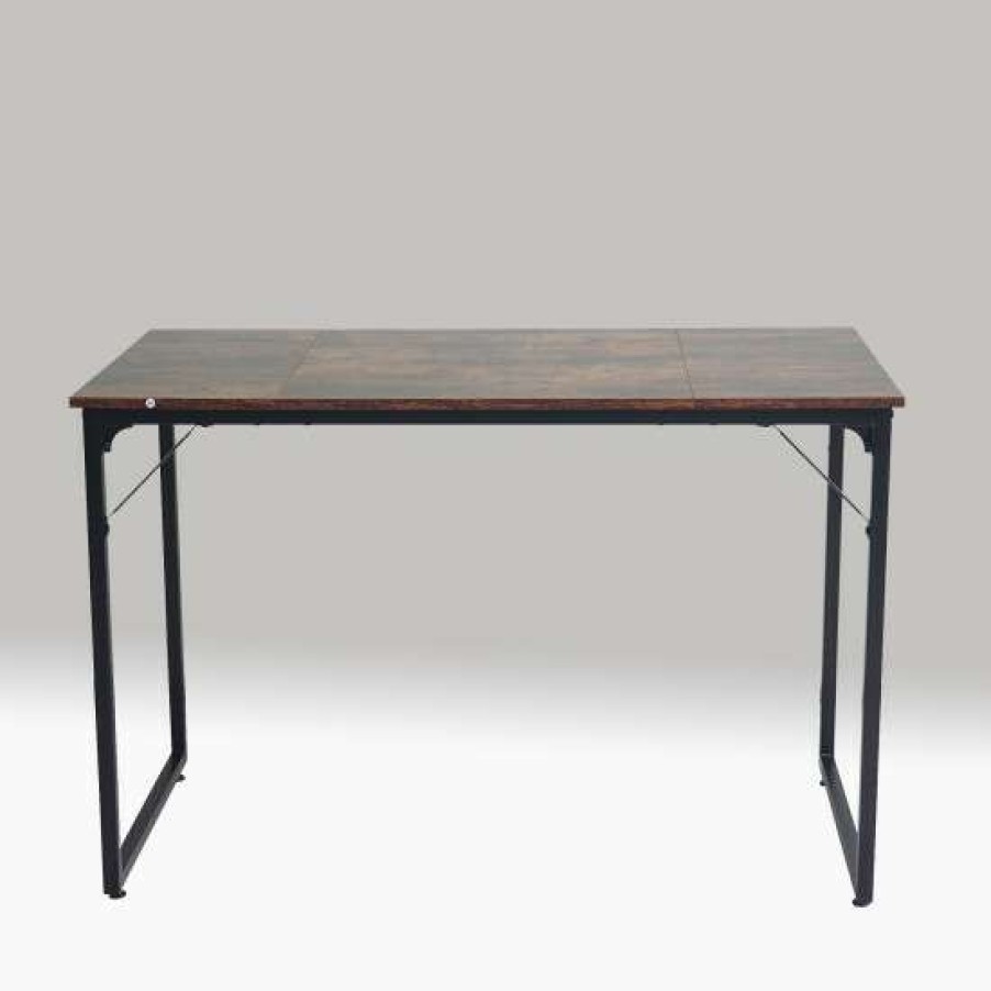 Furniture * | Promo Simple Relax Rectangle Computer Desk In Rustic Brown And Black