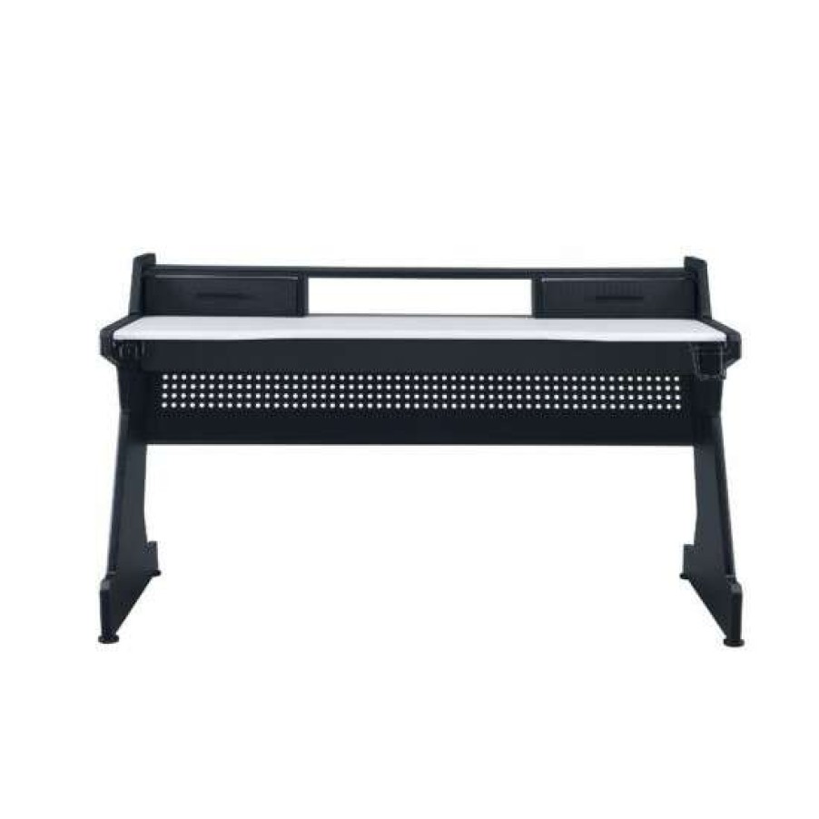 Furniture * | Promo Simple Relax Gaming Table With 2 Drawers In Black And White